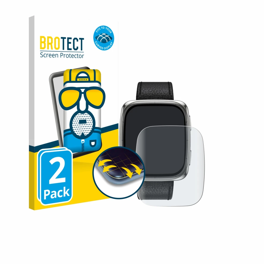 Parte frontale di una confezione del prodotto con il logo del marchio BROTECT. Accanto è raffigurato il dispositivo Amazfit Ac