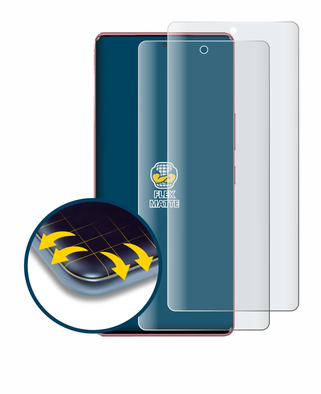 Immagine del dispositivo Infinix Note 50s con un'ampia varietà di protezioni per lo schermo.