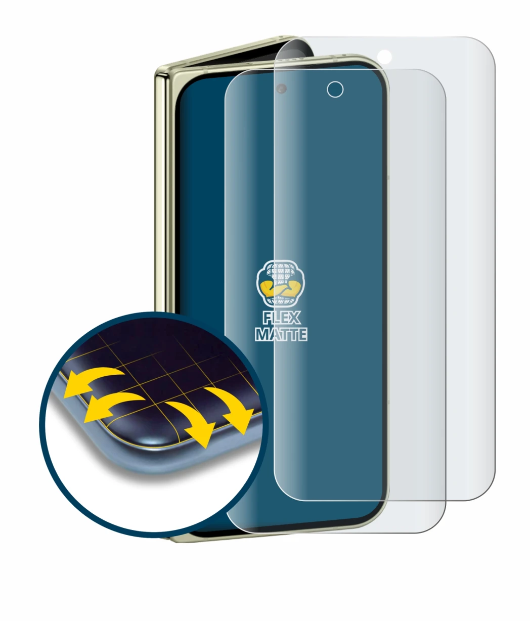 Immagine del dispositivo Google Pixel 10 Pro Fold con un'ampia varietà di protezioni per lo schermo.