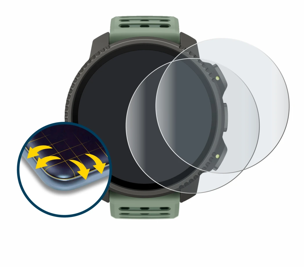 Immagine del dispositivo Suunto Vertical 2 con un'ampia varietà di protezioni per lo schermo.