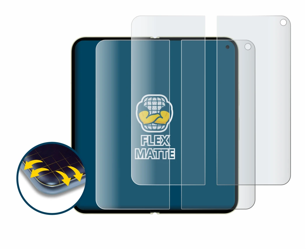 Immagine del dispositivo Google Pixel 10 Pro Fold (Display interno) con un'ampia varietà di protezioni per lo schermo.