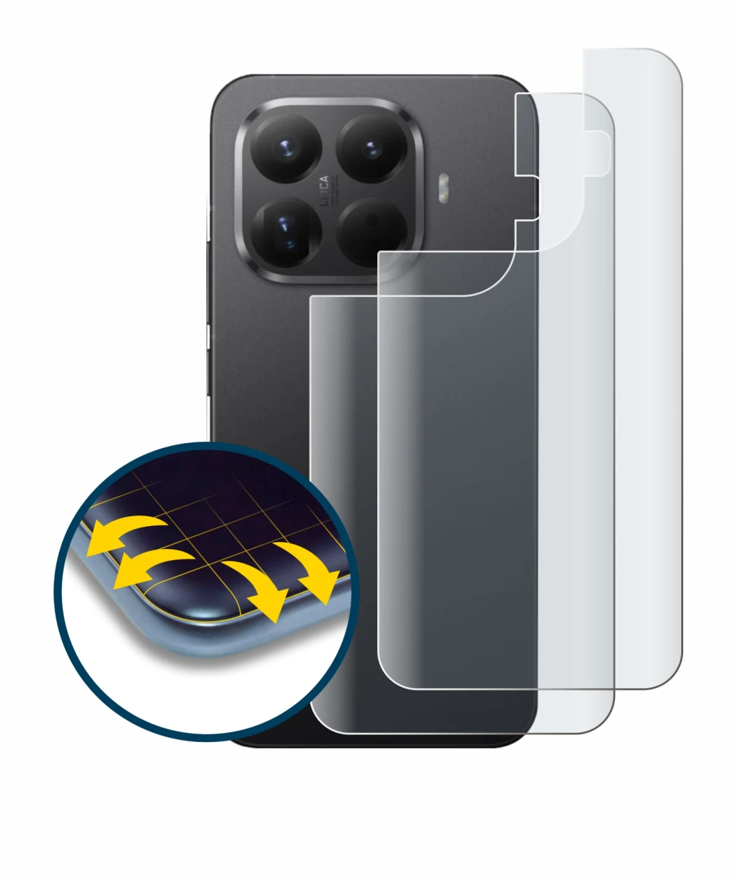 Immagine del dispositivo Xiaomi 15T Pro (Posteriore) con un'ampia varietà di protezioni per lo schermo.