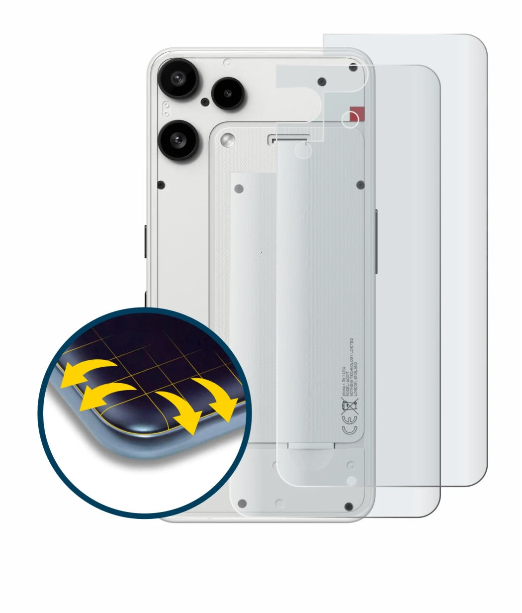 Immagine del dispositivo Nothing Phone (3a) Lite (Posteriore) con un'ampia varietà di protezioni per lo schermo.