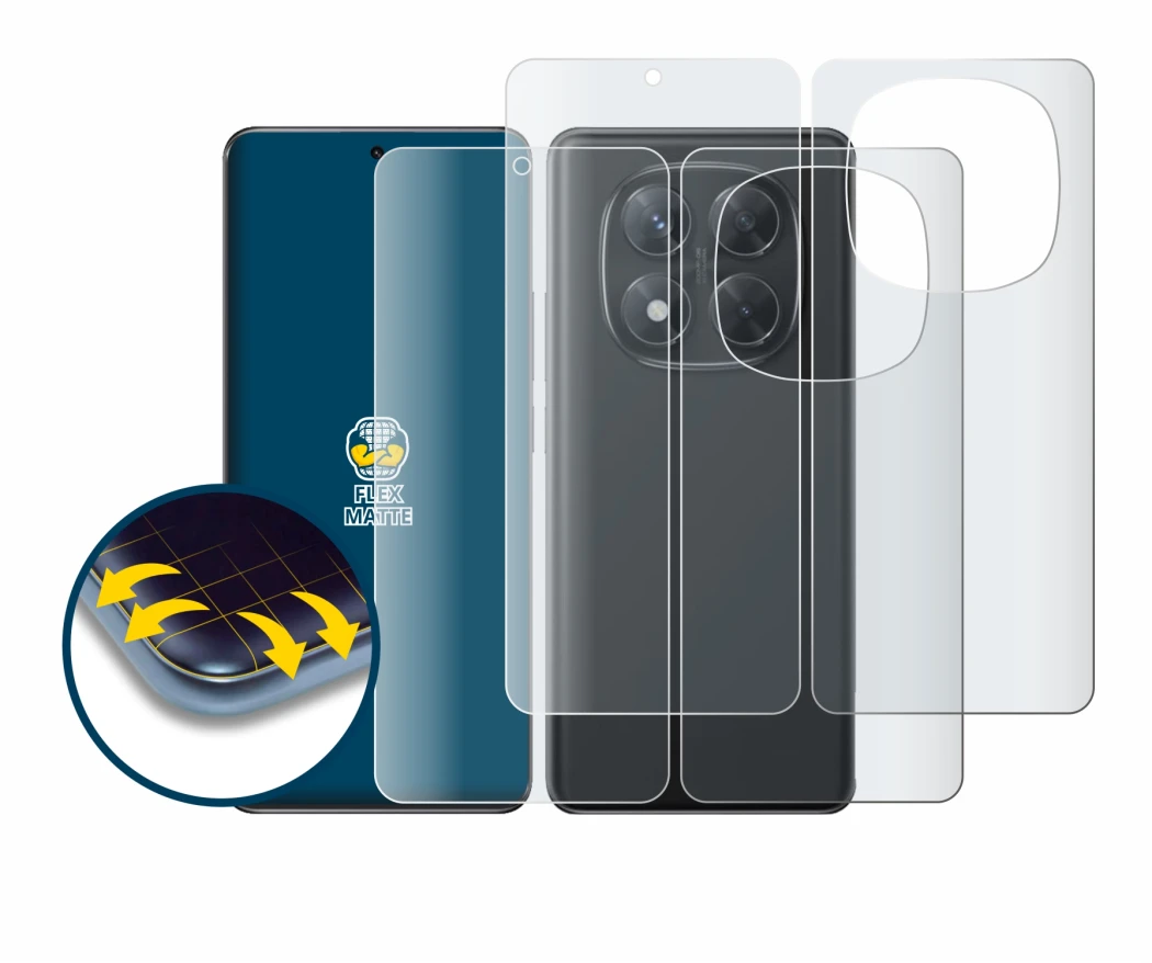 Immagine del dispositivo Xiaomi Redmi Note 14 Pro 4G (Fronte+Retro) con un'ampia varietà di protezioni per lo schermo.