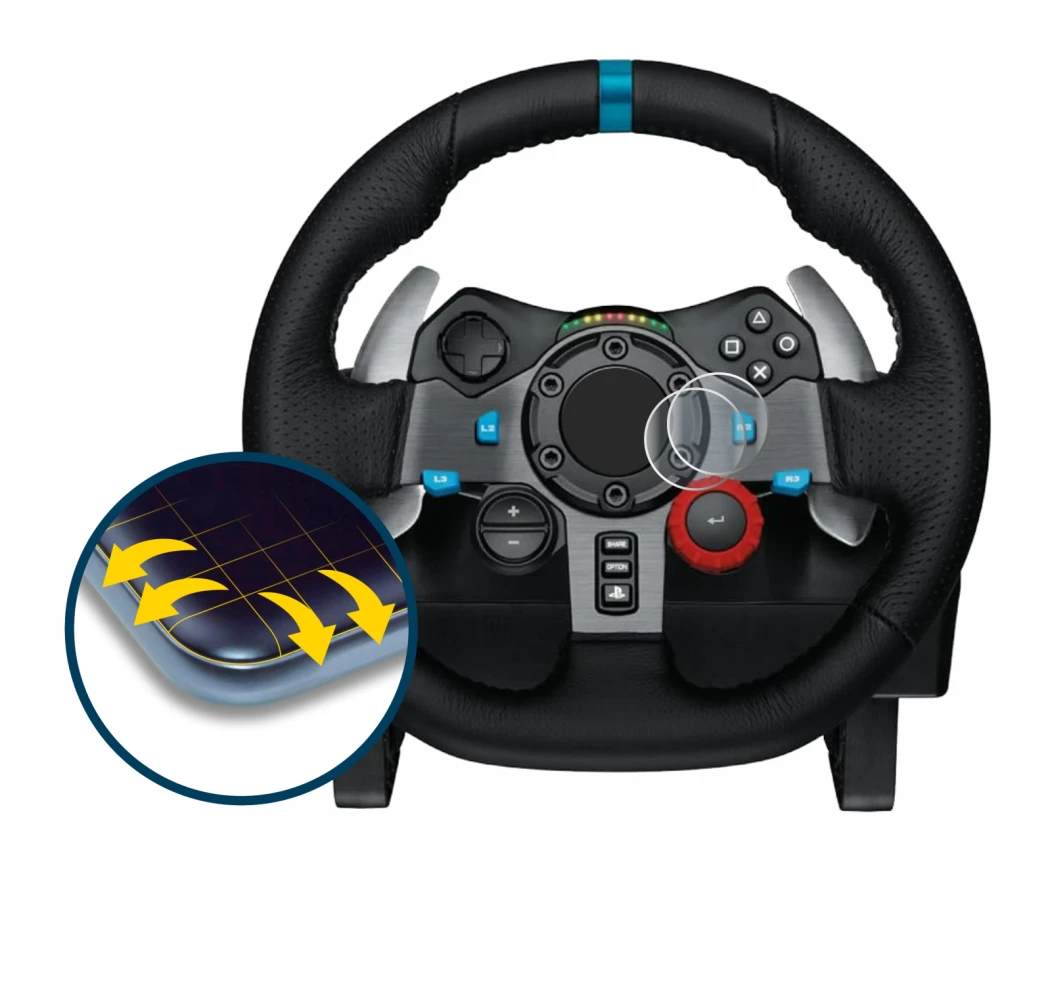 Immagine del dispositivo Logitech G29 Driving Force Gaming Volante da corsa con un'ampia varietà di protezioni per lo schermo.