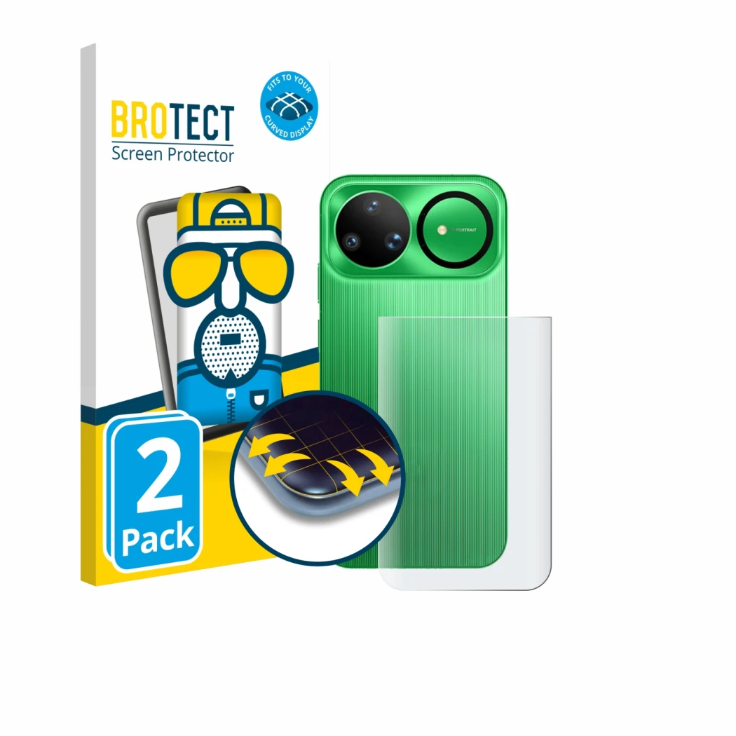 Parte frontale di una confezione del prodotto con il logo del marchio BROTECT. Accanto è raffigurato il dispositivo Huawei Nov