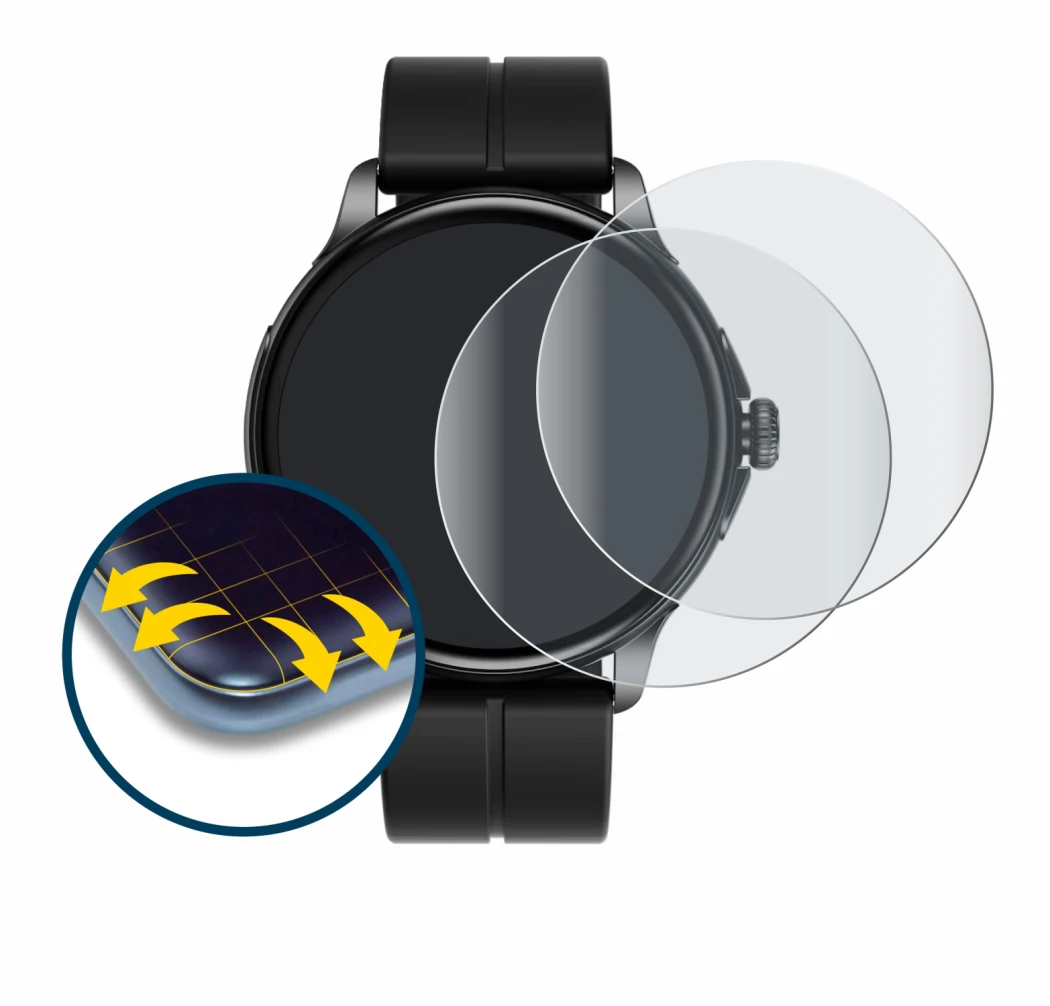 Immagine del dispositivo HMD Watch X1 con un'ampia varietà di protezioni per lo schermo.