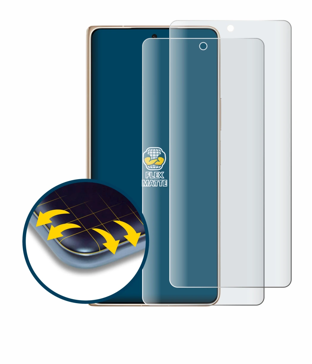 Immagine del dispositivo Honor Magic V6 con un'ampia varietà di protezioni per lo schermo.