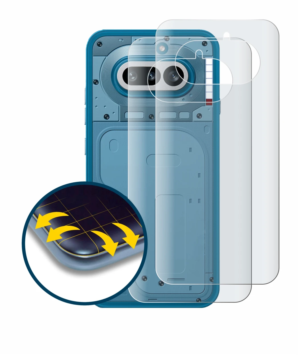 Immagine del dispositivo Nothing Phone (4a) (Posteriore) con un'ampia varietà di protezioni per lo schermo.