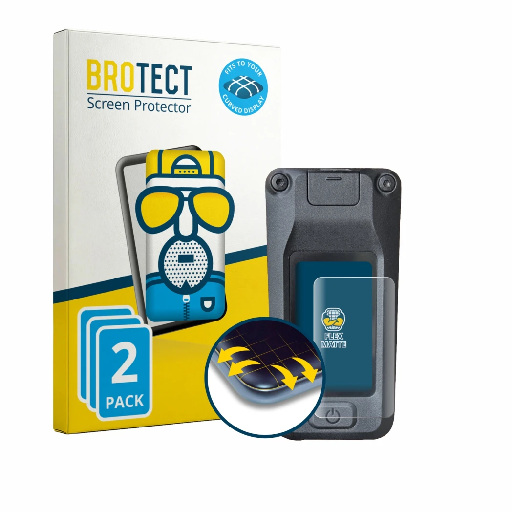 Parte frontale di una confezione del prodotto con il logo del marchio BROTECT. Accanto è raffigurato il dispositivo Amflow DJI