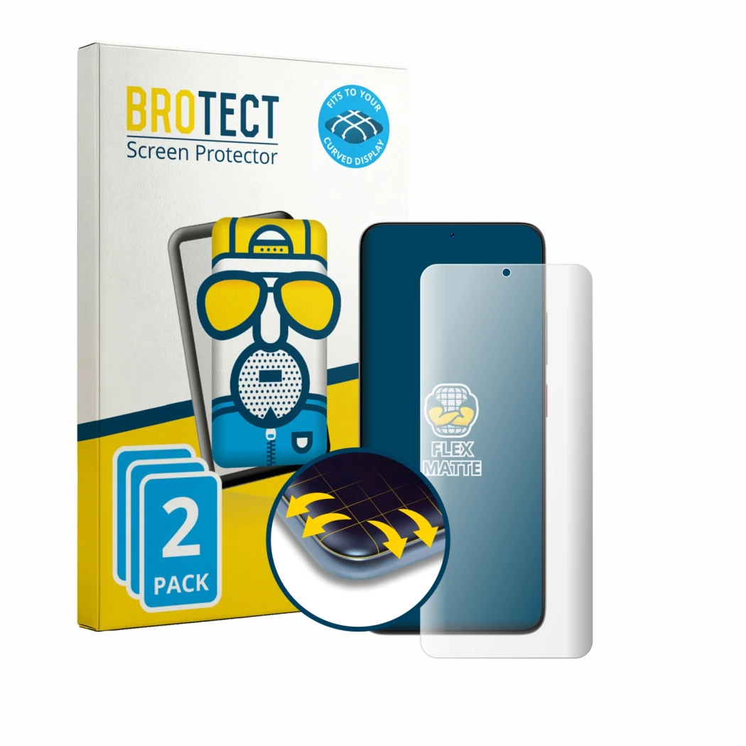 Parte frontale di una confezione del prodotto con il logo del marchio BROTECT. Accanto è raffigurato il dispositivo ZTE Blade 