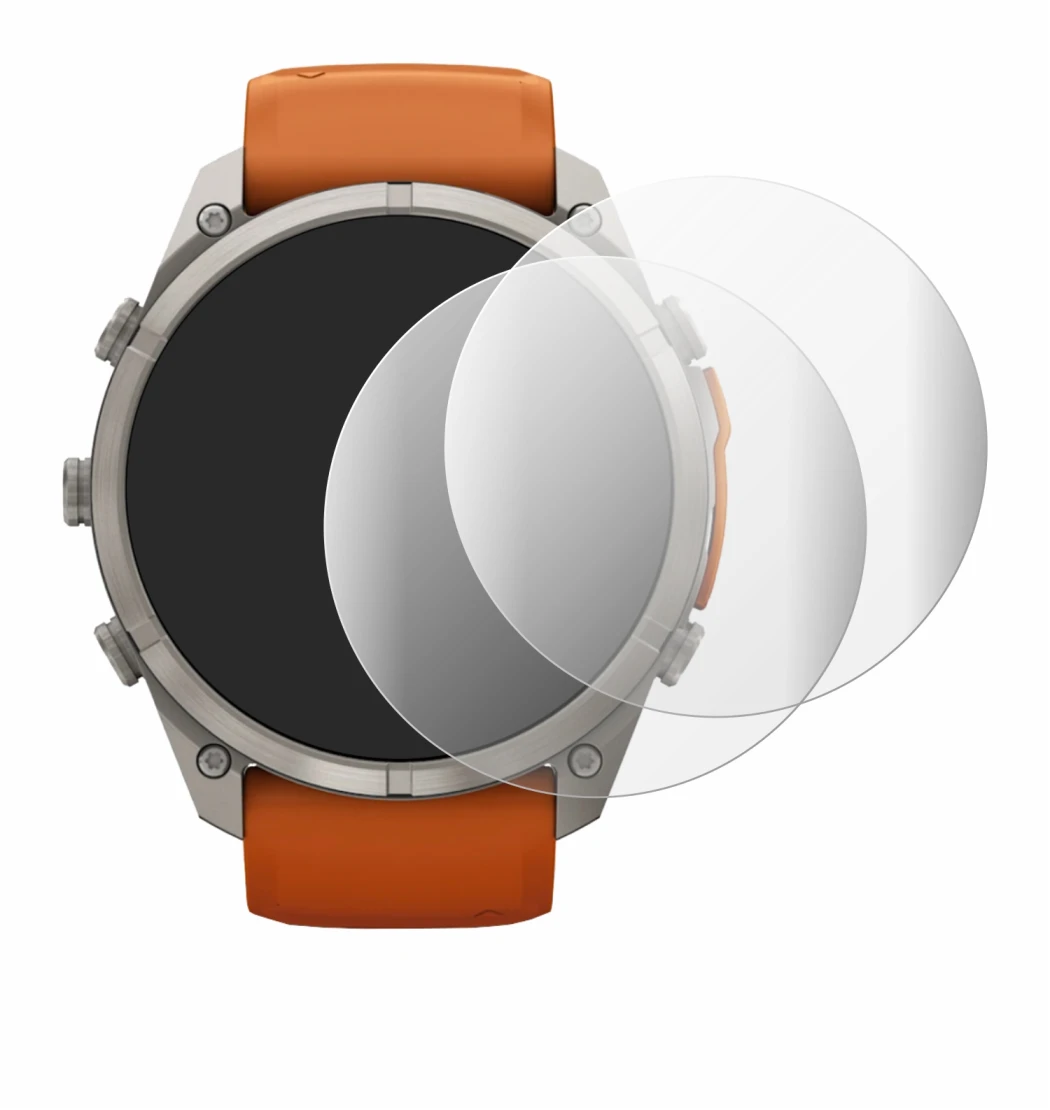 Immagine del dispositivo Garmin Fenix 9 Pro (51 mm) con un'ampia varietà di protezioni per lo schermo.