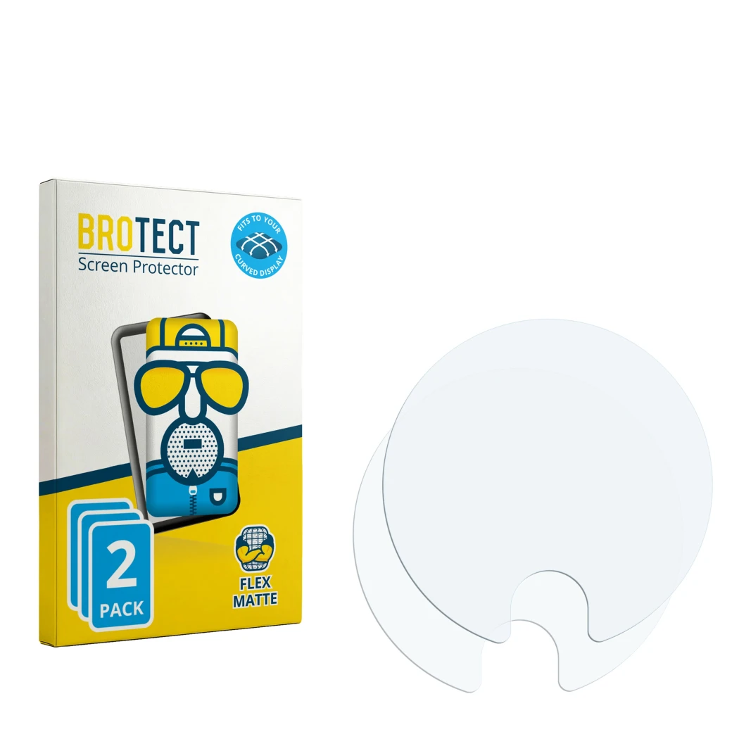 Parte frontale di una confezione del prodotto con il logo del marchio BROTECT. Accanto si trova la protezione per lo schermo c