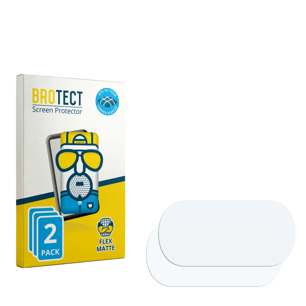 Parte frontale di una confezione del prodotto con il logo del marchio BROTECT. Accanto si trova la protezione per lo schermo c