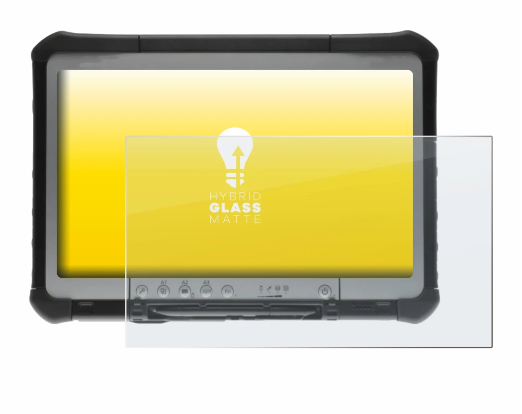 Immagine del dispositivo Panasonic Toughbook CF-D1 con un'ampia varietà di protezioni per lo schermo.