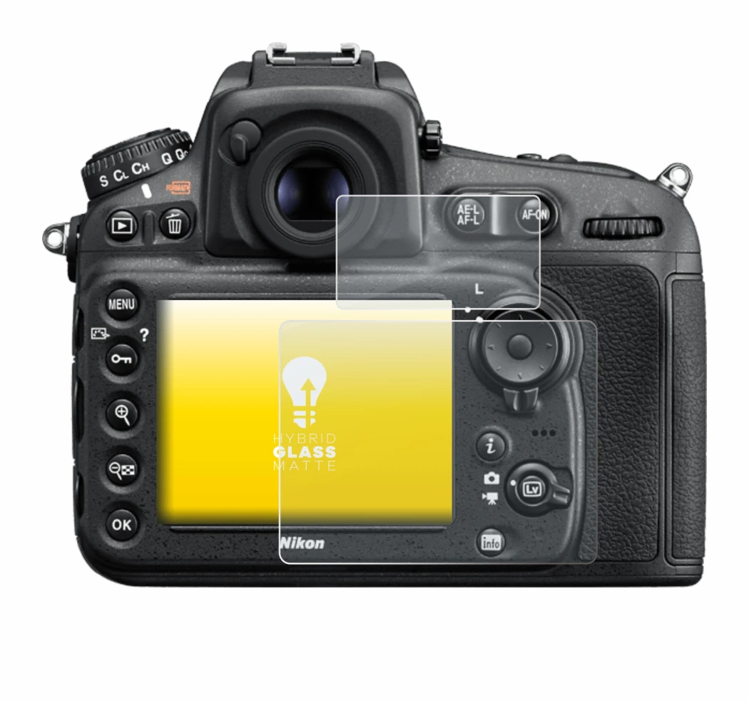 Immagine del dispositivo Nikon D810 con un'ampia varietà di protezioni per lo schermo.