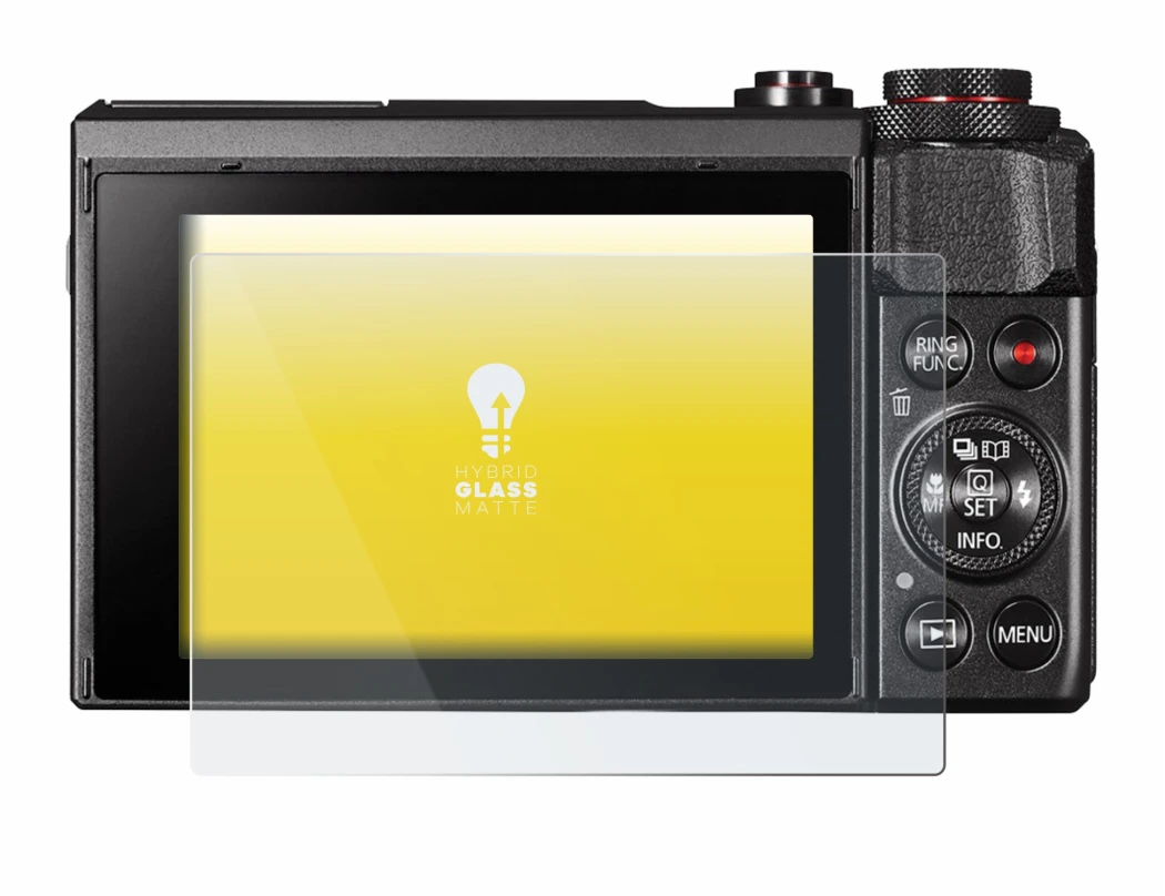 Immagine del dispositivo Canon PowerShot G7 X Mark II con un'ampia varietà di protezioni per lo schermo.