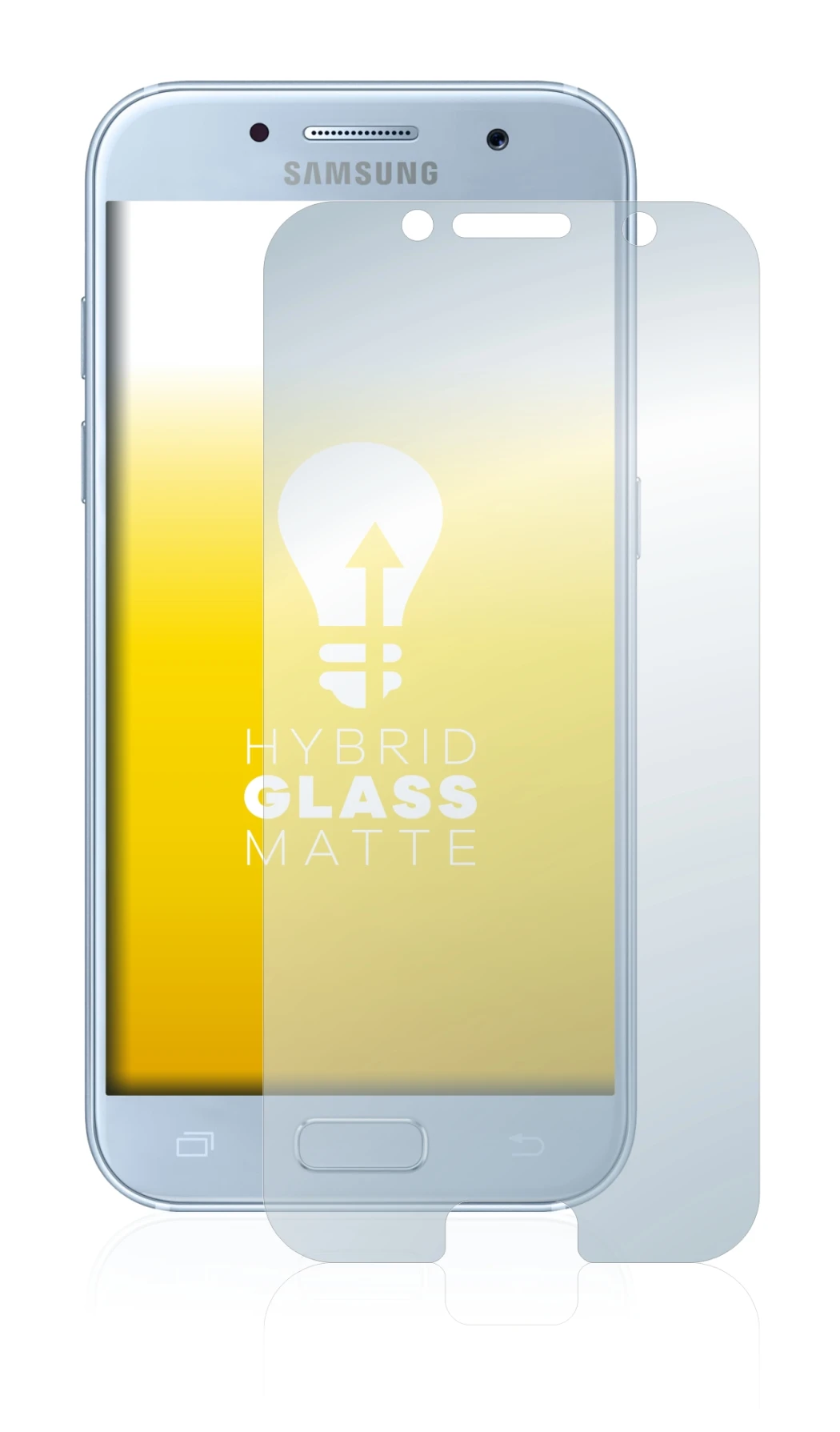 Immagine del dispositivo Samsung Galaxy A5 2017 con un'ampia varietà di protezioni per lo schermo.