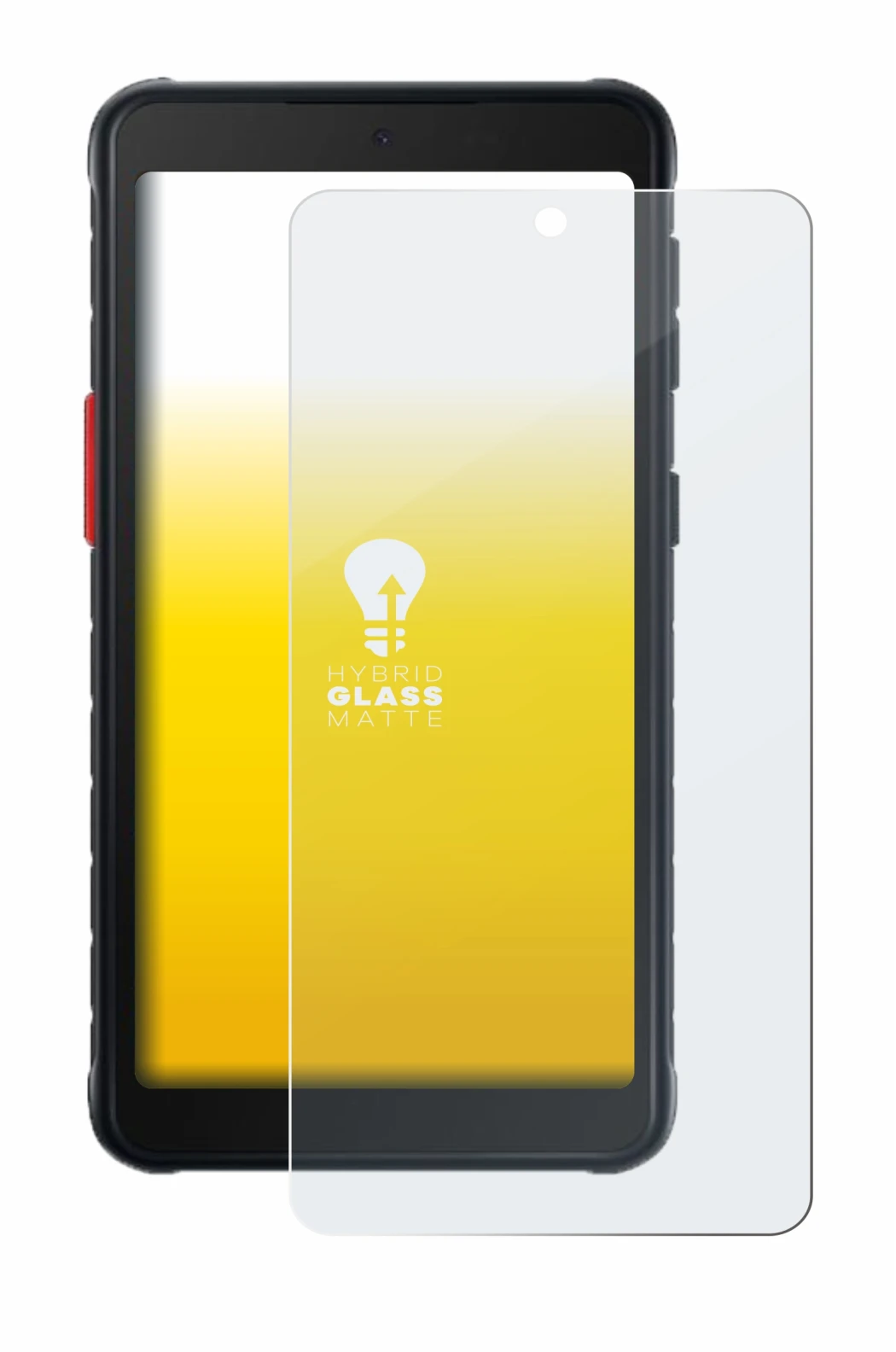 Immagine del dispositivo Samsung Galaxy XCover 5 con un'ampia varietà di protezioni per lo schermo.