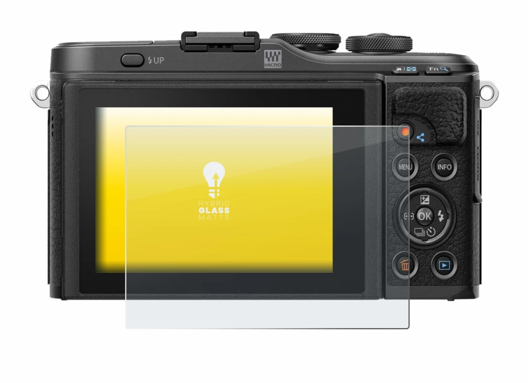 Immagine del dispositivo Olympus PEN E-PL10 con un'ampia varietà di protezioni per lo schermo.