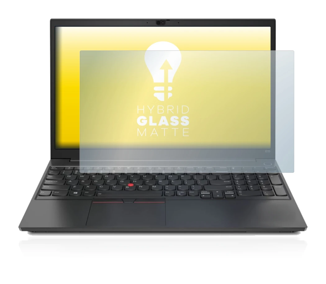 Immagine del dispositivo Lenovo ThinkPad E15 con un'ampia varietà di protezioni per lo schermo.