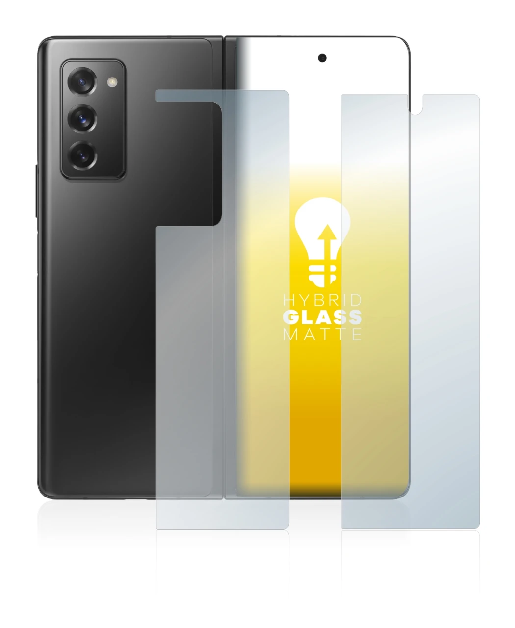 Immagine del dispositivo Samsung Galaxy Z Fold 2 5G (Fronte+Retro) con un'ampia varietà di protezioni per lo schermo.