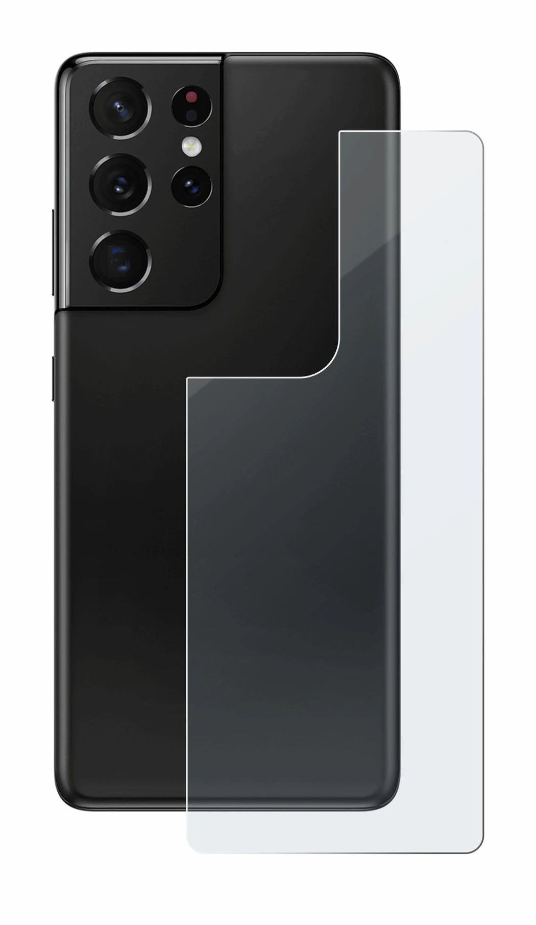 Immagine del dispositivo Samsung Galaxy S21 Ultra 5G (Posteriore) con un'ampia varietà di protezioni per lo schermo.