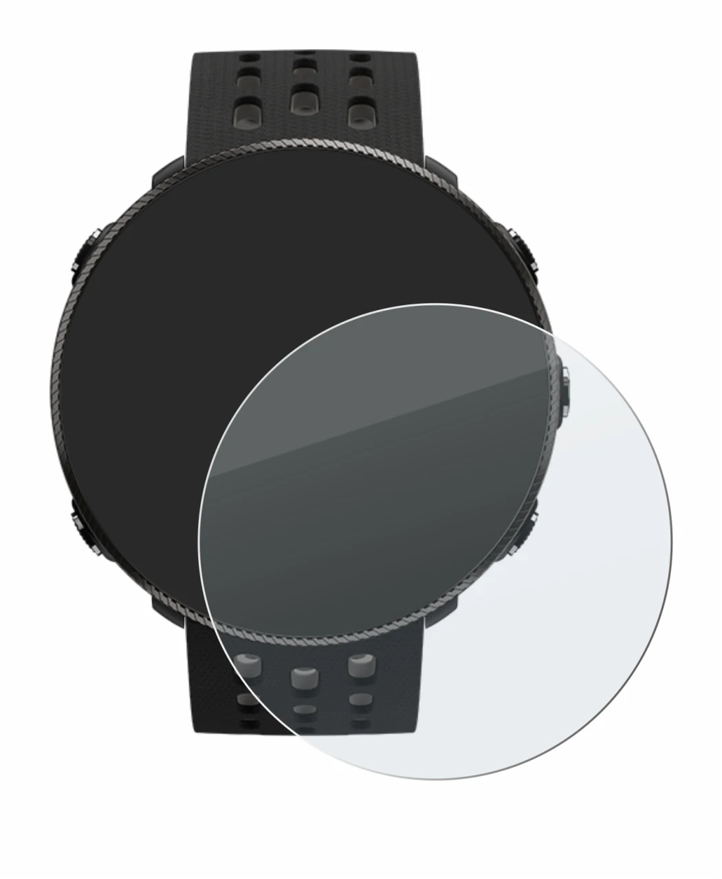 Immagine del dispositivo Polar Vantage M2 con un'ampia varietà di protezioni per lo schermo.