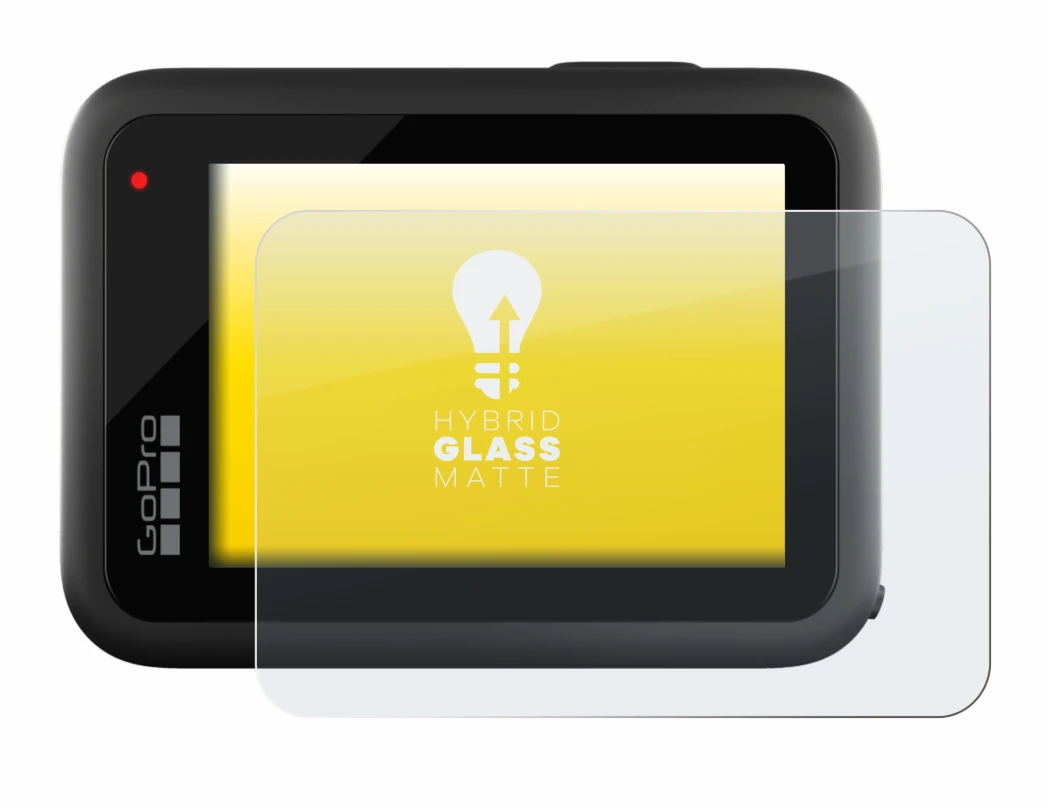 Immagine del dispositivo GoPro Hero 10 Black con un'ampia varietà di protezioni per lo schermo.