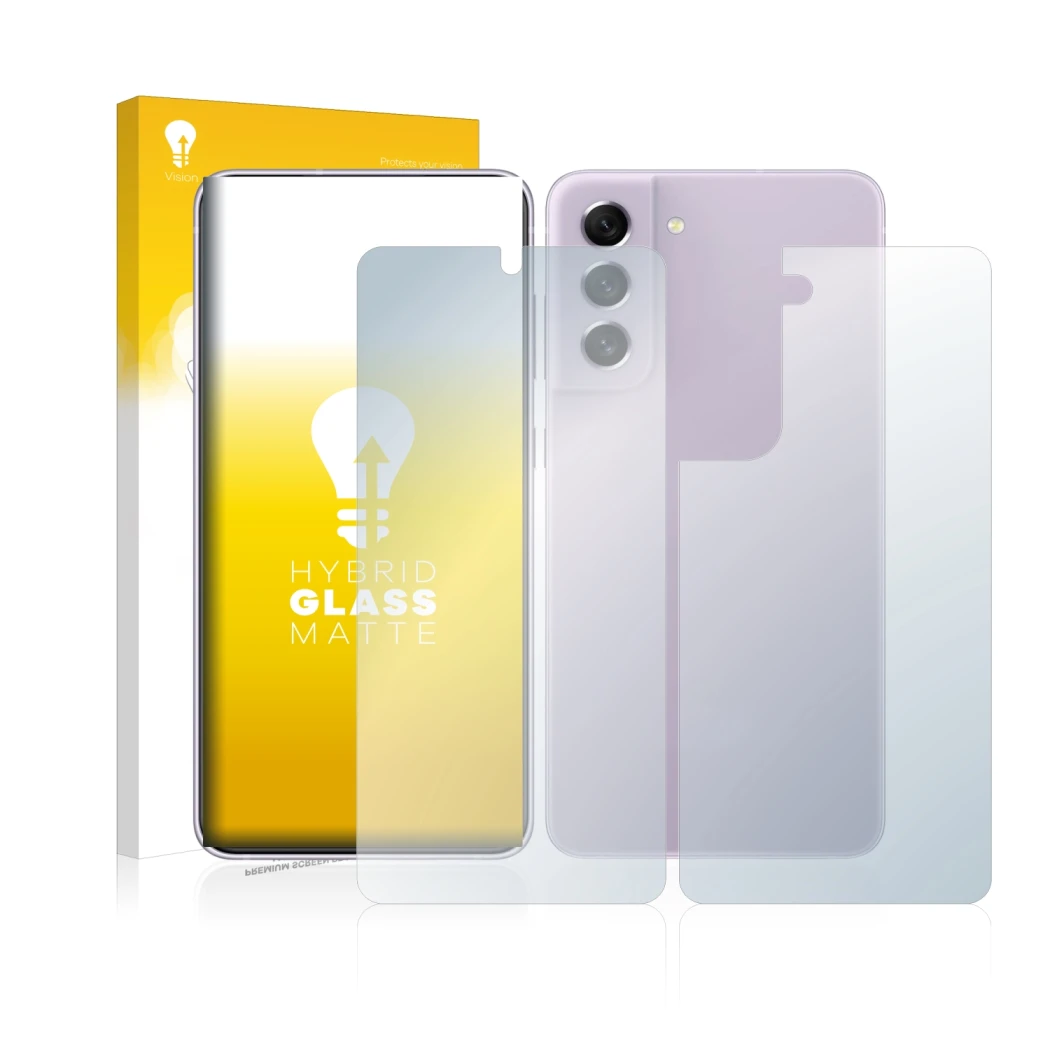 Parte frontale di una confezione del prodotto con il logo del marchio upscreen. Accanto è raffigurato il dispositivo Samsung G