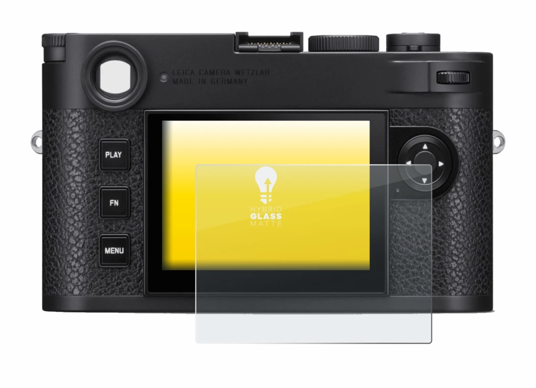 Immagine del dispositivo Leica M11 con un'ampia varietà di protezioni per lo schermo.