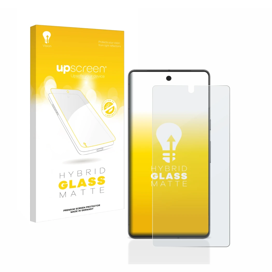 Parte frontale di una confezione del prodotto con il logo del marchio upscreen. Accanto è raffigurato il dispositivo Google Pi