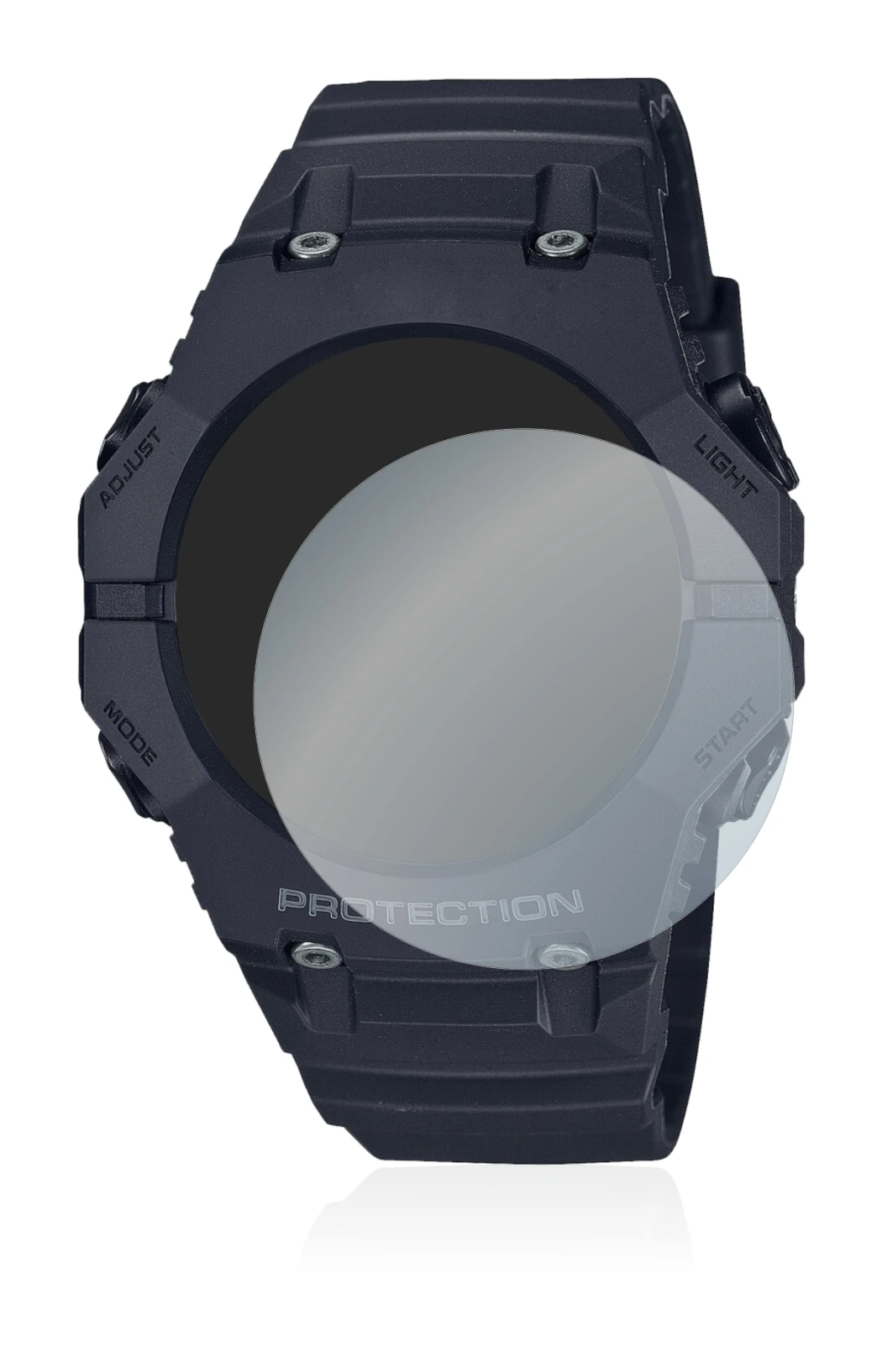 Immagine del dispositivo Casio G-Shock GA-B001 con un'ampia varietà di protezioni per lo schermo.