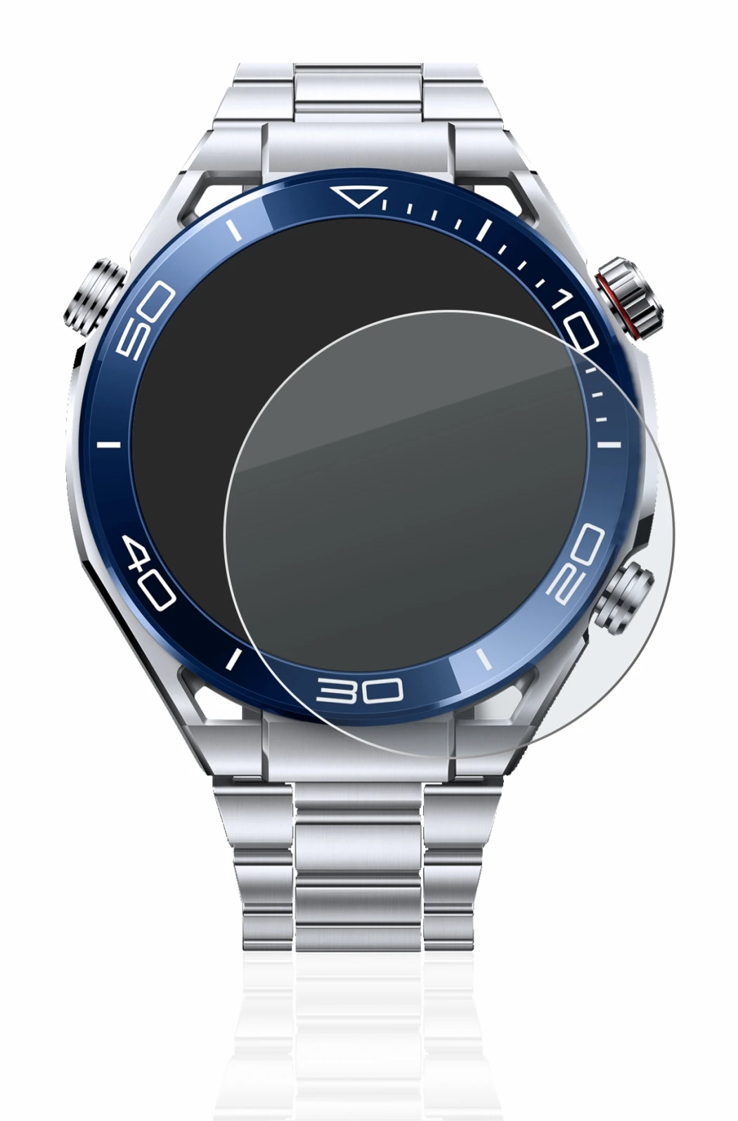 Immagine del dispositivo Huawei Watch Ultimate (48.5 mm) con un'ampia varietà di protezioni per lo schermo.