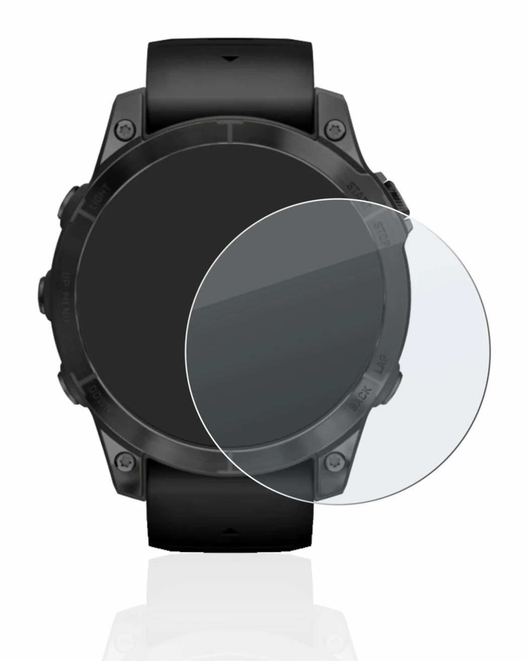 Immagine del dispositivo Garmin Epix Pro (Gen 2) (47 mm) con un'ampia varietà di protezioni per lo schermo.