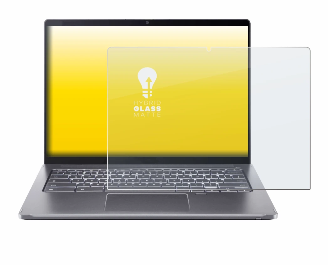 Immagine del dispositivo Acer Chromebook Spin 714 con un'ampia varietà di protezioni per lo schermo.