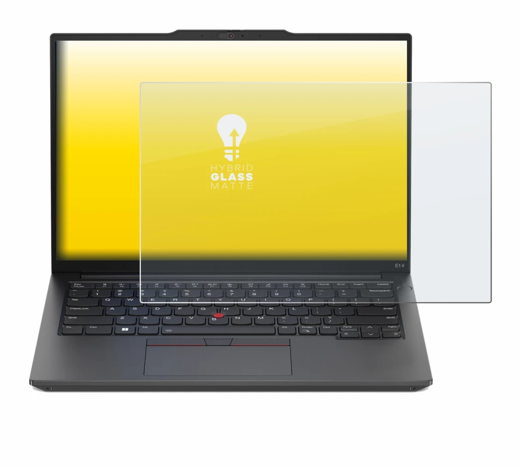 Immagine del dispositivo Lenovo ThinkPad E14 Gen 5 con un'ampia varietà di protezioni per lo schermo.
