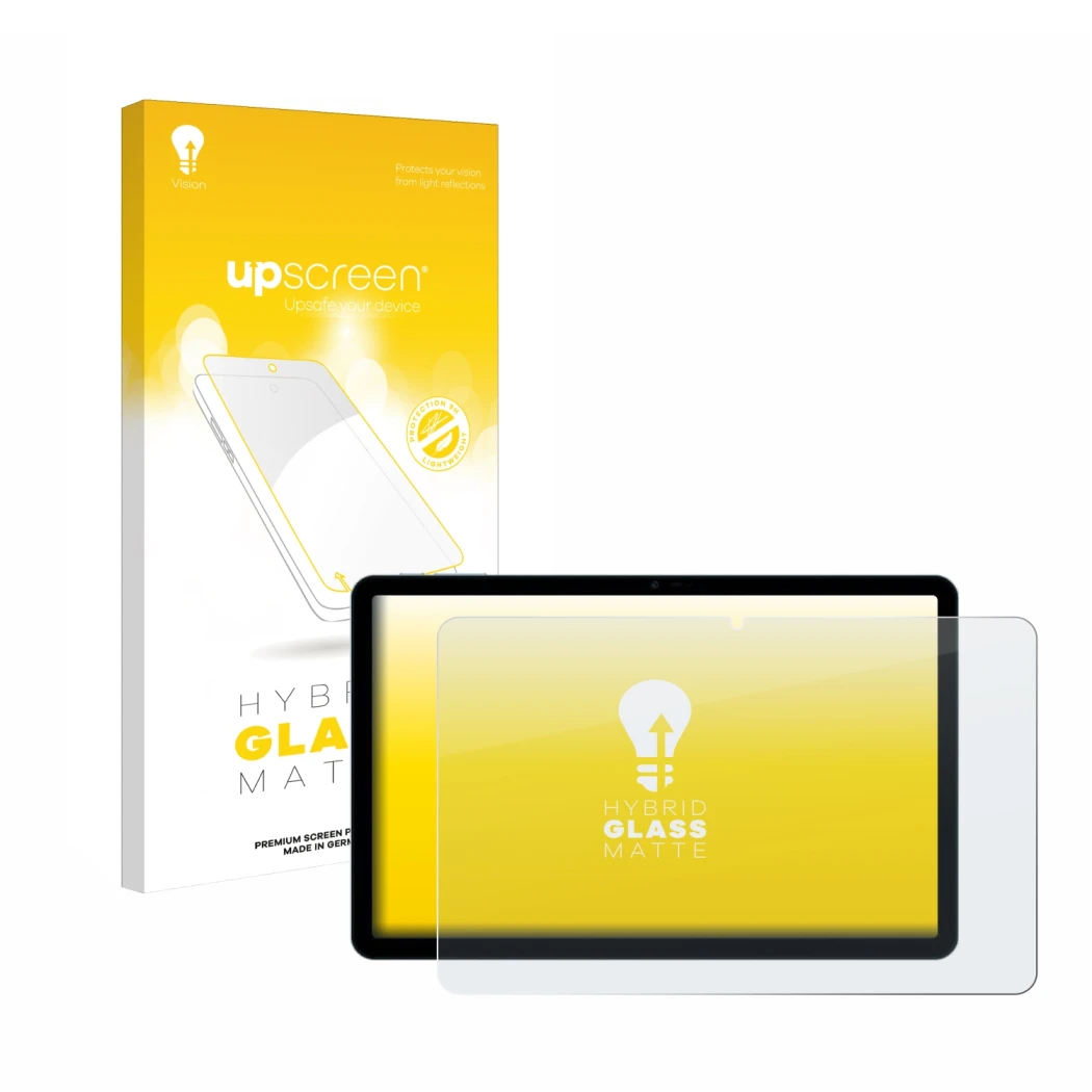 Parte frontale di una confezione del prodotto con il logo del marchio upscreen. Accanto è raffigurato il dispositivo Doogee T3