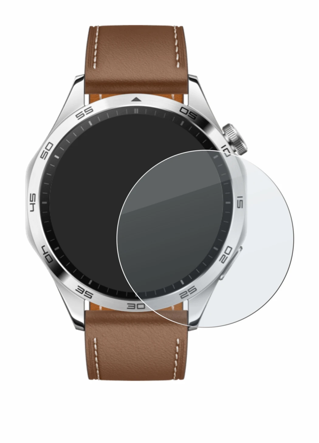Immagine del dispositivo Huawei Watch GT 4 (46mm) con un'ampia varietà di protezioni per lo schermo.