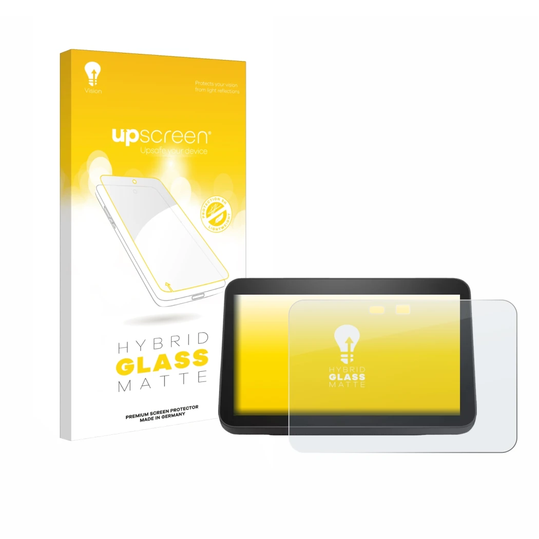 Parte frontale di una confezione del prodotto con il logo del marchio upscreen. Accanto è raffigurato il dispositivo Amazon Ec