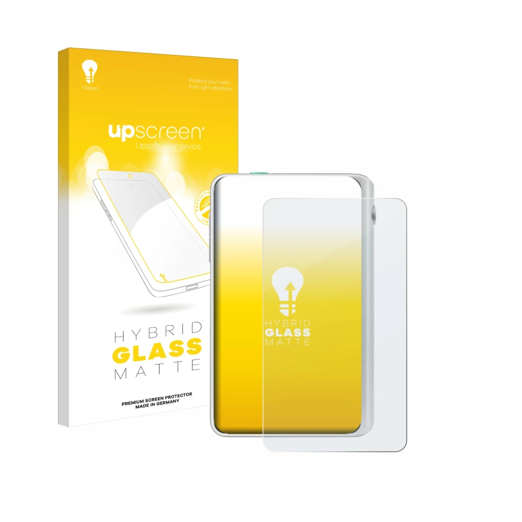 Parte frontale di una confezione del prodotto con il logo del marchio upscreen. Accanto è raffigurato il dispositivo Timekettl