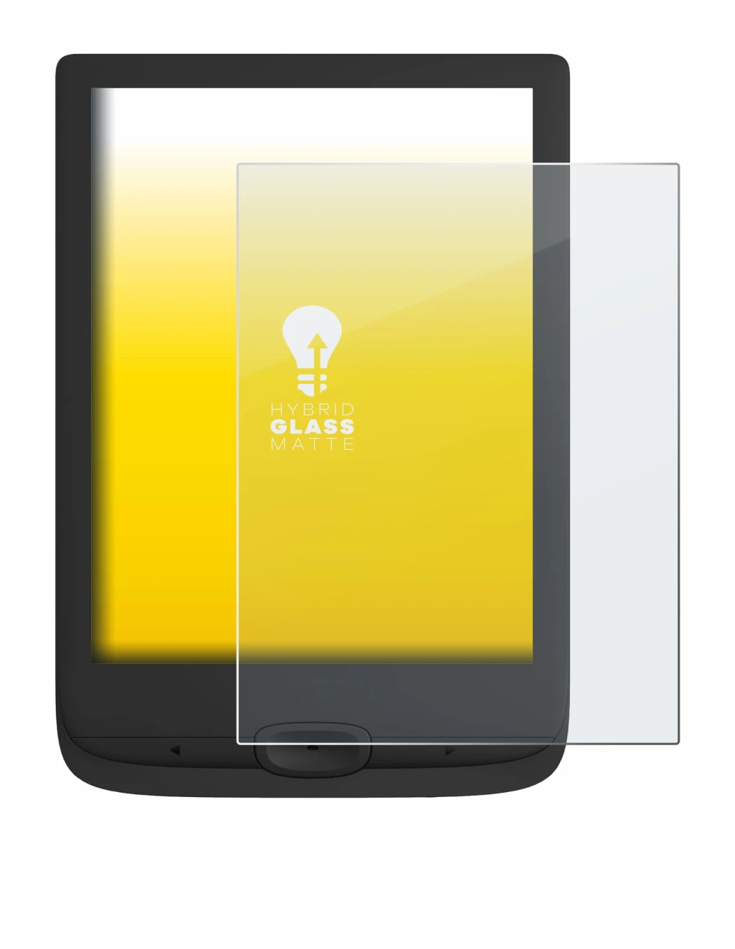 Immagine del dispositivo PocketBook Basic Lux 4 con un'ampia varietà di protezioni per lo schermo.