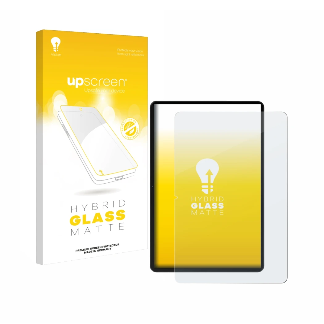 Parte frontale di una confezione del prodotto con il logo del marchio upscreen. Accanto è raffigurato il dispositivo Honor Pad