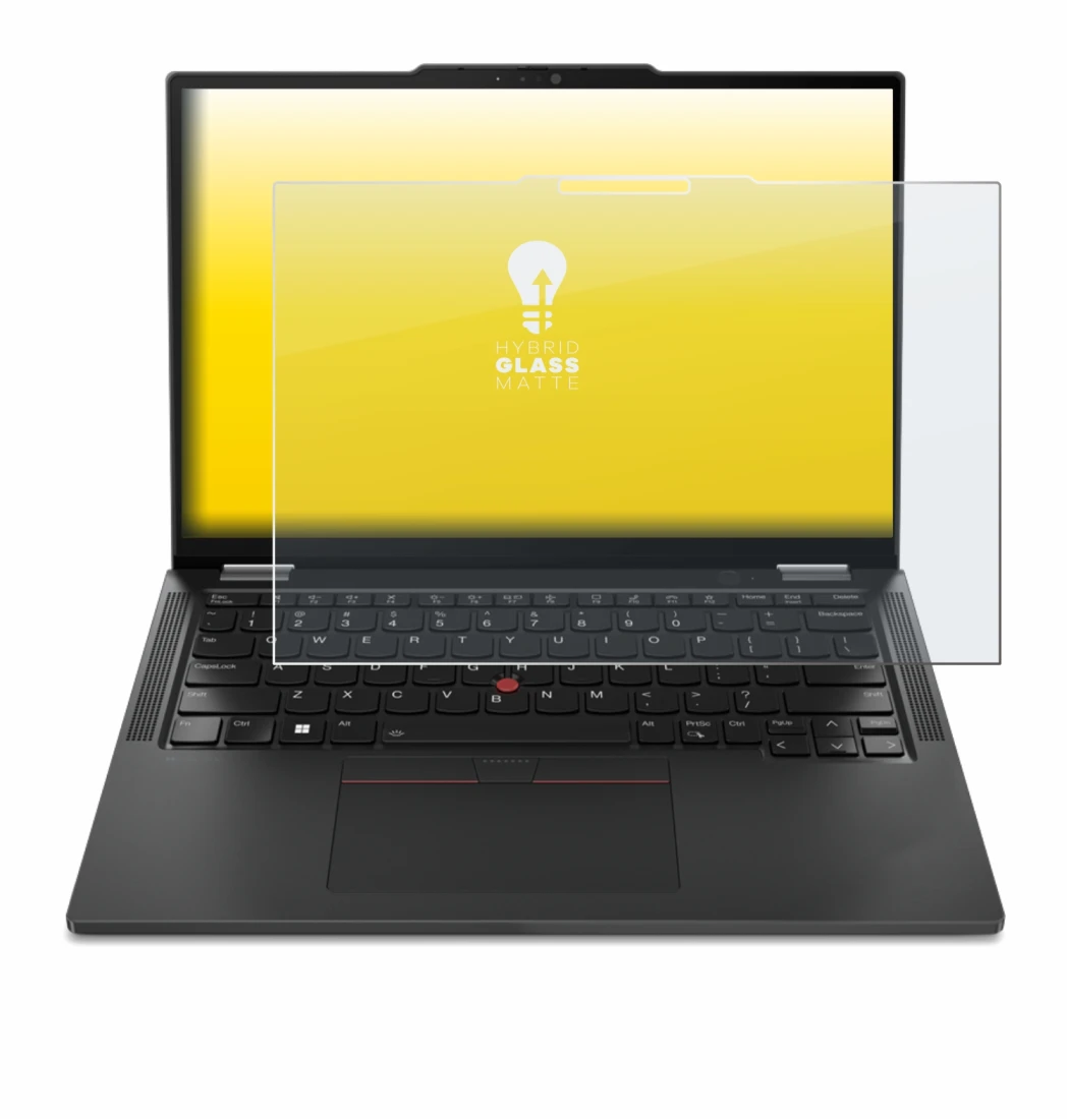Immagine del dispositivo Lenovo ThinkPad X13 2-in-1 Gen 5 con un'ampia varietà di protezioni per lo schermo.