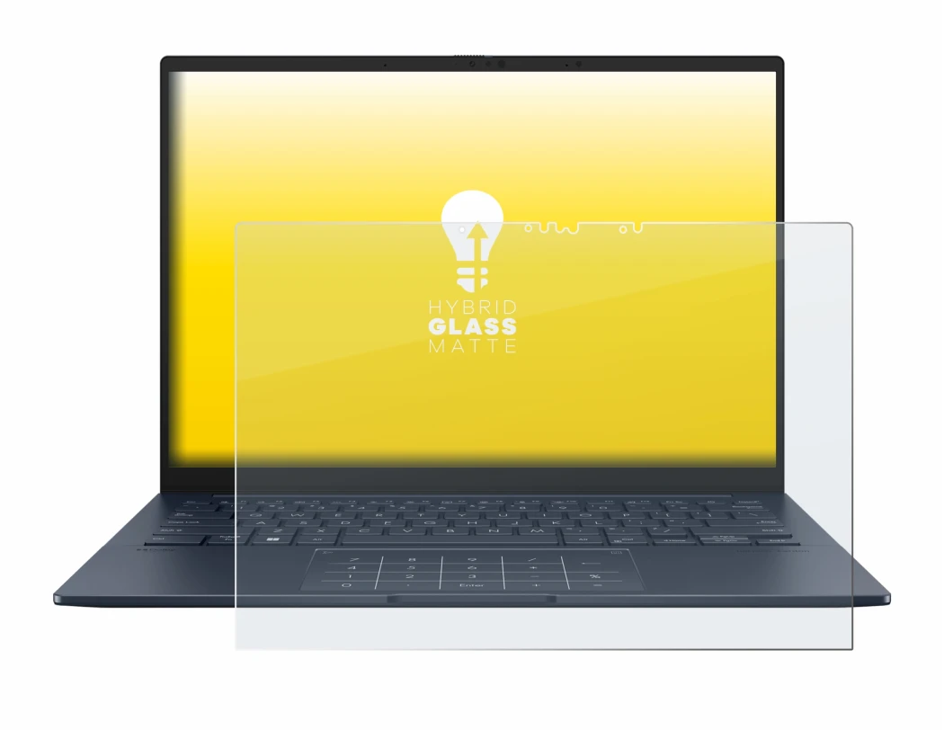 Immagine del dispositivo ASUS ZenBook 14 OLED UX3405 Touch con un'ampia varietà di protezioni per lo schermo.