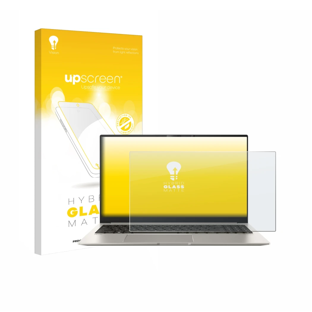 Parte frontale di una confezione del prodotto con il logo del marchio upscreen. Accanto è raffigurato il dispositivo ASUS ZenB