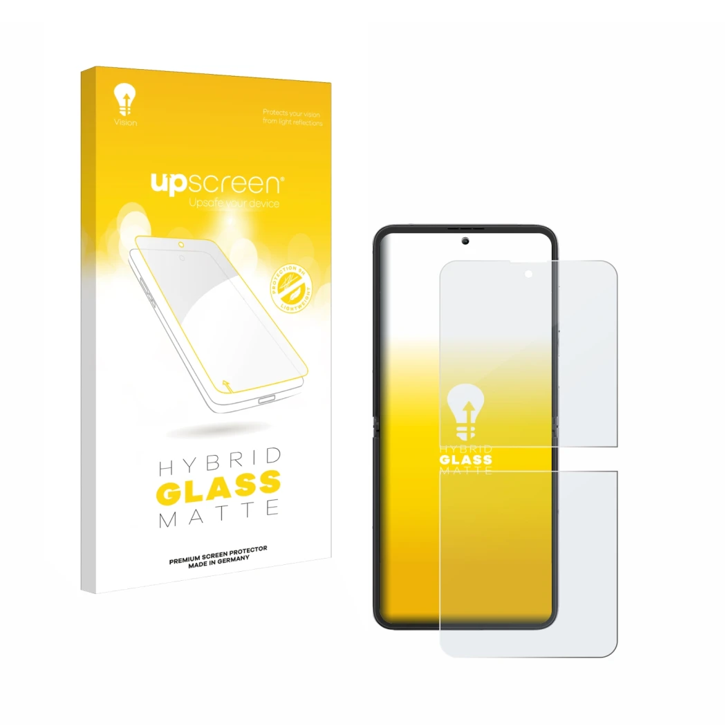 Parte frontale di una confezione del prodotto con il logo del marchio upscreen. Accanto è raffigurato il dispositivo Blackview