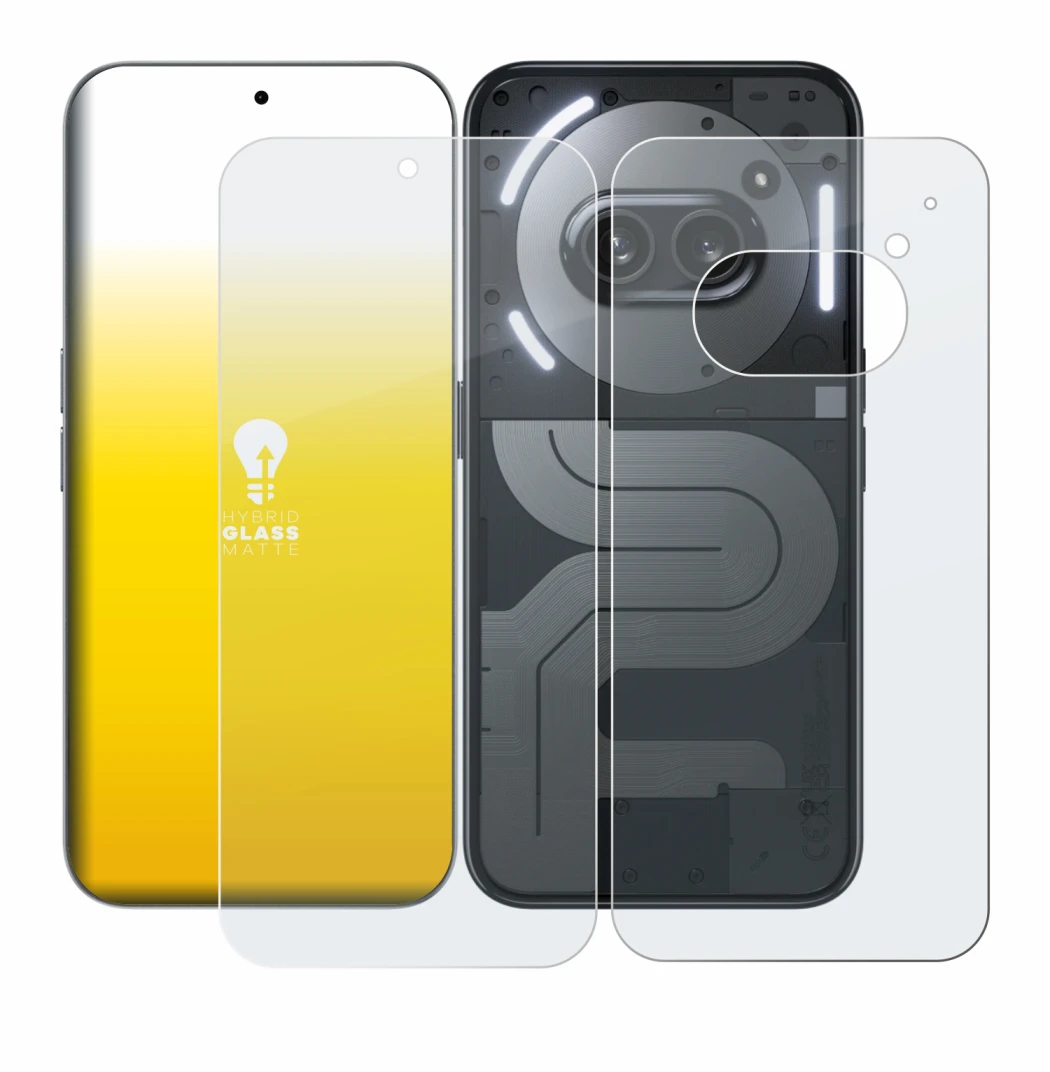 Immagine del dispositivo Nothing Phone (2a) Plus (Fronte+Retro) con un'ampia varietà di protezioni per lo schermo.