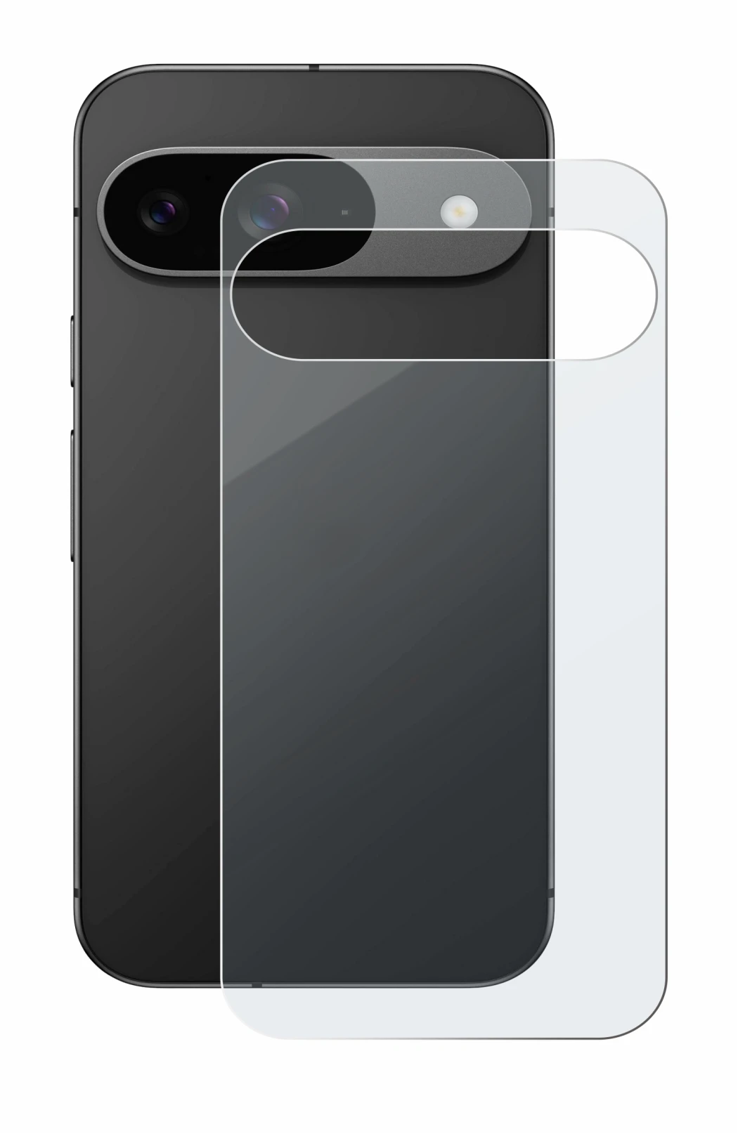 Immagine del dispositivo Google Pixel 9 (Posteriore) con un'ampia varietà di protezioni per lo schermo.