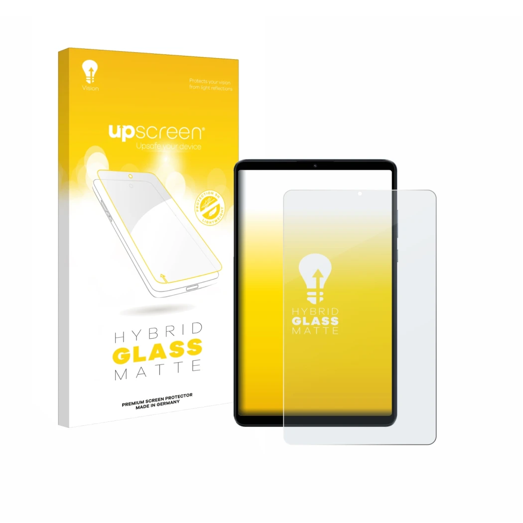 Parte frontale di una confezione del prodotto con il logo del marchio upscreen. Accanto è raffigurato il dispositivo Xiaomi Re